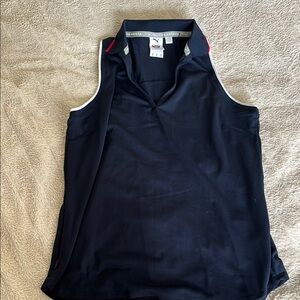 Puma Blue Sleeveless Tank Top with Polo Collar